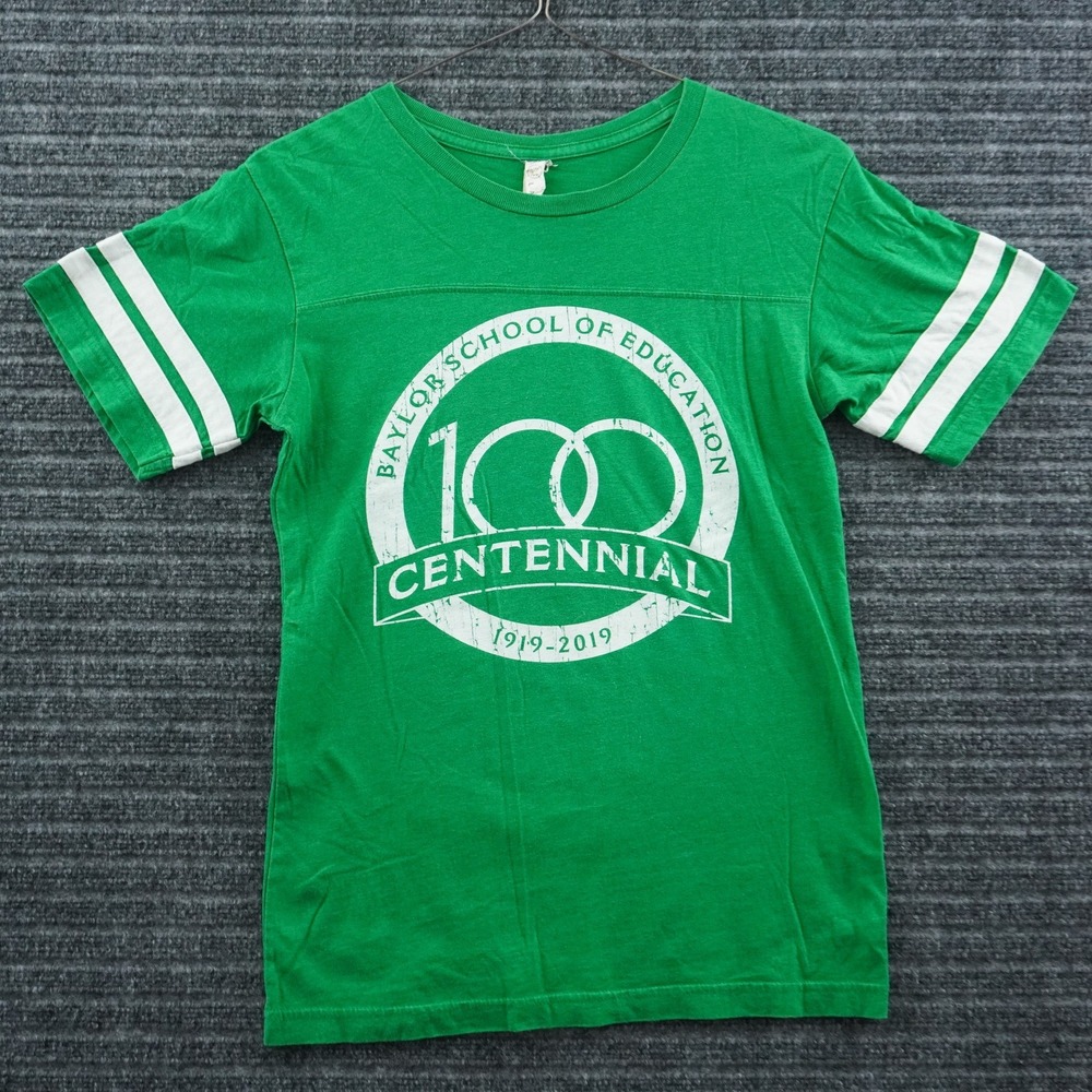 Live And Tell Baylor Centennial T-Shirt Mens Small Green Varsity Stripe Graphic